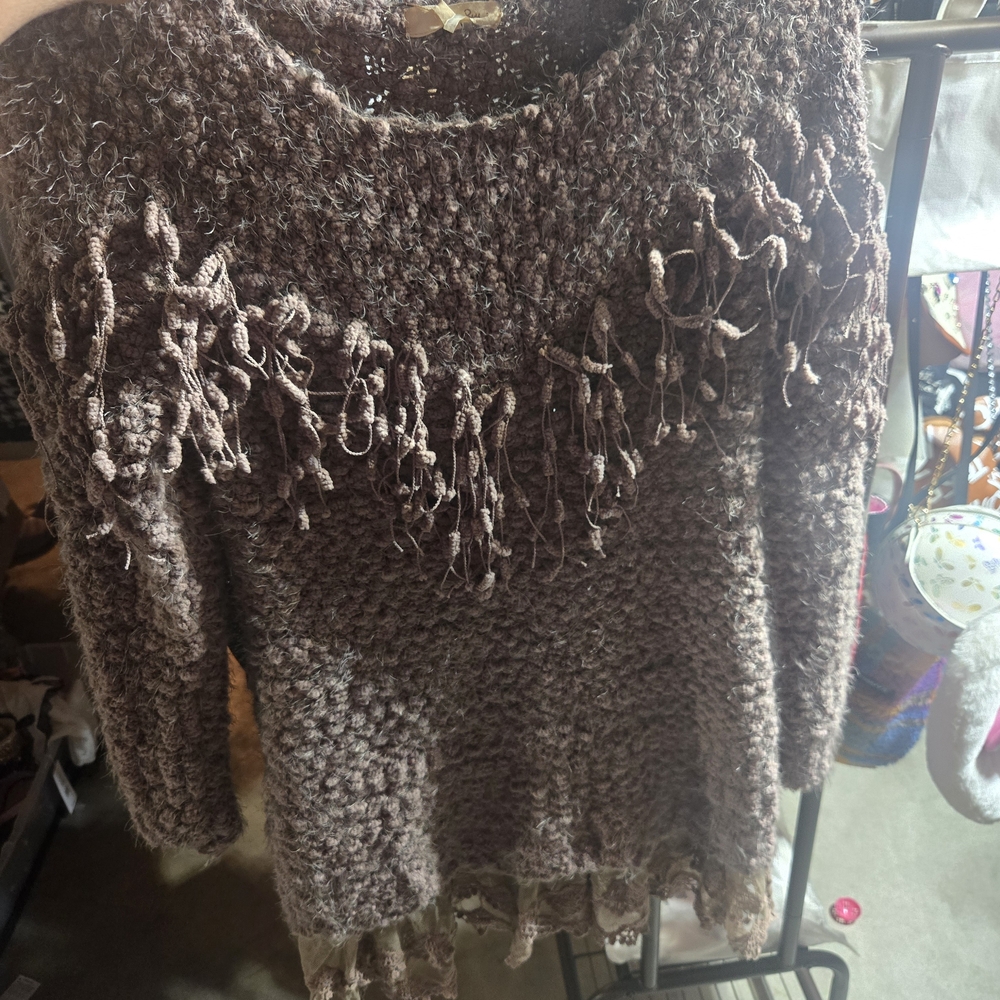 Ryu Textured Brown Knit Sweater